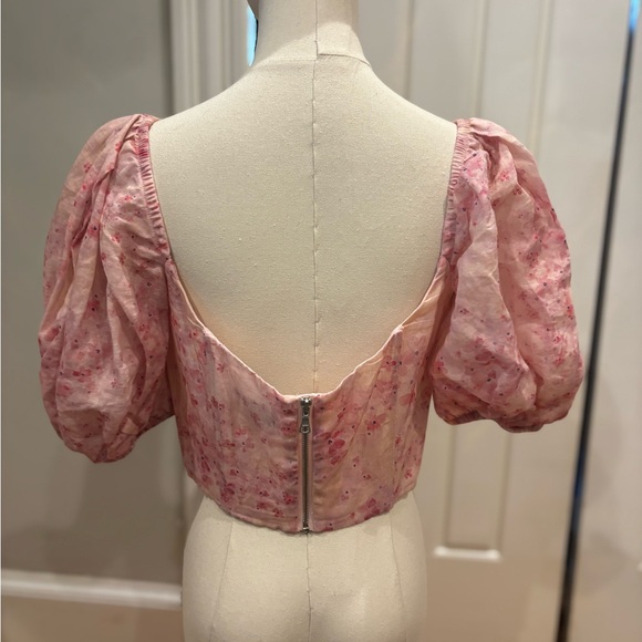 Bardot Pink Floral Puff Sleeve Blouse - Picture 5 of 8
